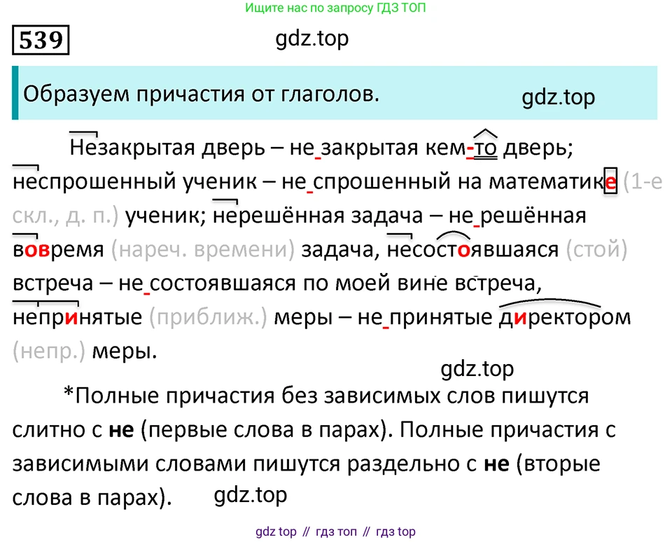 Русский язык, 7 класс Учебник, авторы: Баранов Михаил Трофимович, Ладыженская Таиса Алексеевна, Тростенцова Лидия Александровна, Ладыженская Наталия Вениаминовна, Александрова Ольга Макаровна, Дейкина Алевтина Дмитриевна, Антонова Любовь Геннадиевна, Григорян Лариса Трофимовна, Кулибаба Иван Иванович, издательство Просвещение, Москва, 2023, зелёного цвета, Часть 2, страница 96, номер 539, Решение 5 (2024-2027)