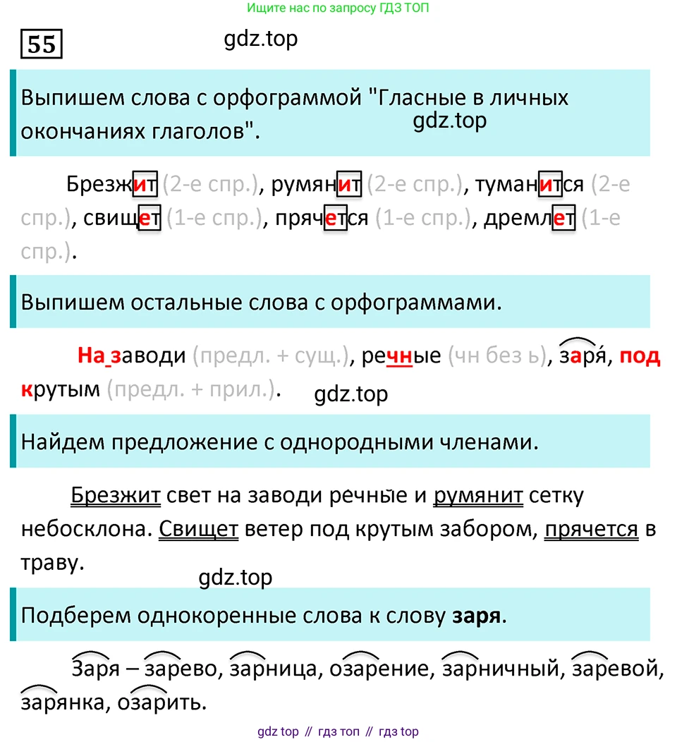 Русский язык, 7 класс Учебник, авторы: Баранов Михаил Трофимович, Ладыженская Таиса Алексеевна, Тростенцова Лидия Александровна, Ладыженская Наталия Вениаминовна, Александрова Ольга Макаровна, Дейкина Алевтина Дмитриевна, Антонова Любовь Геннадиевна, Григорян Лариса Трофимовна, Кулибаба Иван Иванович, издательство Просвещение, Москва, 2023, зелёного цвета, Часть 1, страница 29, номер 55, Решение 5 (2024-2027)