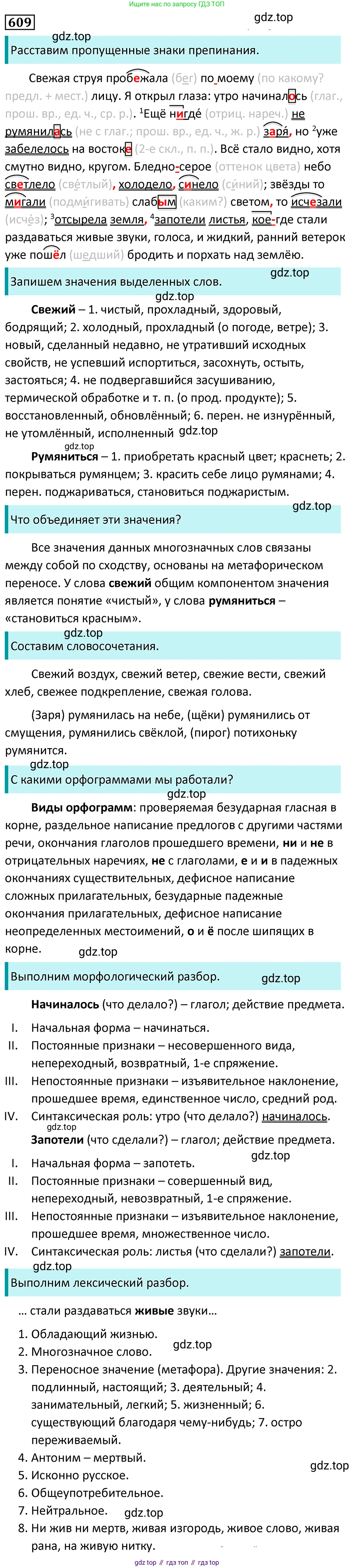 Русский язык, 7 класс Учебник, авторы: Баранов Михаил Трофимович, Ладыженская Таиса Алексеевна, Тростенцова Лидия Александровна, Ладыженская Наталия Вениаминовна, Александрова Ольга Макаровна, Дейкина Алевтина Дмитриевна, Антонова Любовь Геннадиевна, Григорян Лариса Трофимовна, Кулибаба Иван Иванович, издательство Просвещение, Москва, 2023, зелёного цвета, Часть 2, страница 128, номер 609, Решение 5 (2024-2027)