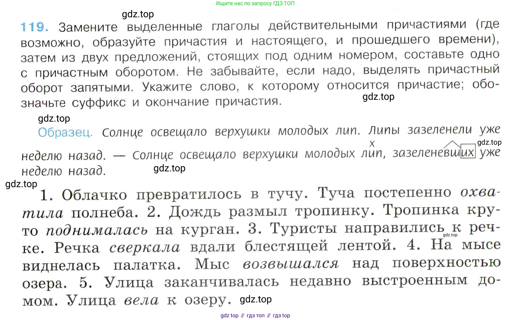 Русский язык, 7 класс Учебник, авторы: Баранов Михаил Трофимович, Ладыженская Таиса Алексеевна, Тростенцова Лидия Александровна, Ладыженская Наталия Вениаминовна, Александрова Ольга Макаровна, Дейкина Алевтина Дмитриевна, Антонова Любовь Геннадиевна, Григорян Лариса Трофимовна, Кулибаба Иван Иванович, издательство Просвещение, Москва, 2023, зелёного цвета, Часть 1, страница 73, номер 119, Условие 2019-2022