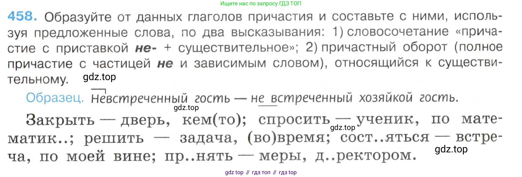 Русский язык, 7 класс Учебник, авторы: Баранов Михаил Трофимович, Ладыженская Таиса Алексеевна, Тростенцова Лидия Александровна, Ладыженская Наталия Вениаминовна, Александрова Ольга Макаровна, Дейкина Алевтина Дмитриевна, Антонова Любовь Геннадиевна, Григорян Лариса Трофимовна, Кулибаба Иван Иванович, издательство Просвещение, Москва, 2023, зелёного цвета, Часть 2, страница 52, номер 458, Условие 2019-2022