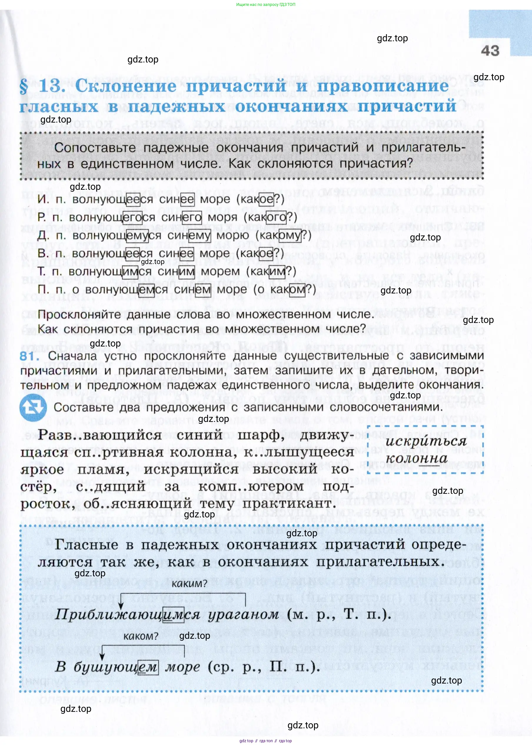 Русский язык, 7 класс Учебник, авторы: Баранов Михаил Трофимович, Ладыженская Таиса Алексеевна, Тростенцова Лидия Александровна, Ладыженская Наталия Вениаминовна, Александрова Ольга Макаровна, Дейкина Алевтина Дмитриевна, Антонова Любовь Геннадиевна, Григорян Лариса Трофимовна, Кулибаба Иван Иванович, издательство Просвещение, Москва, 2023, зелёного цвета, Часть 2, страница 43