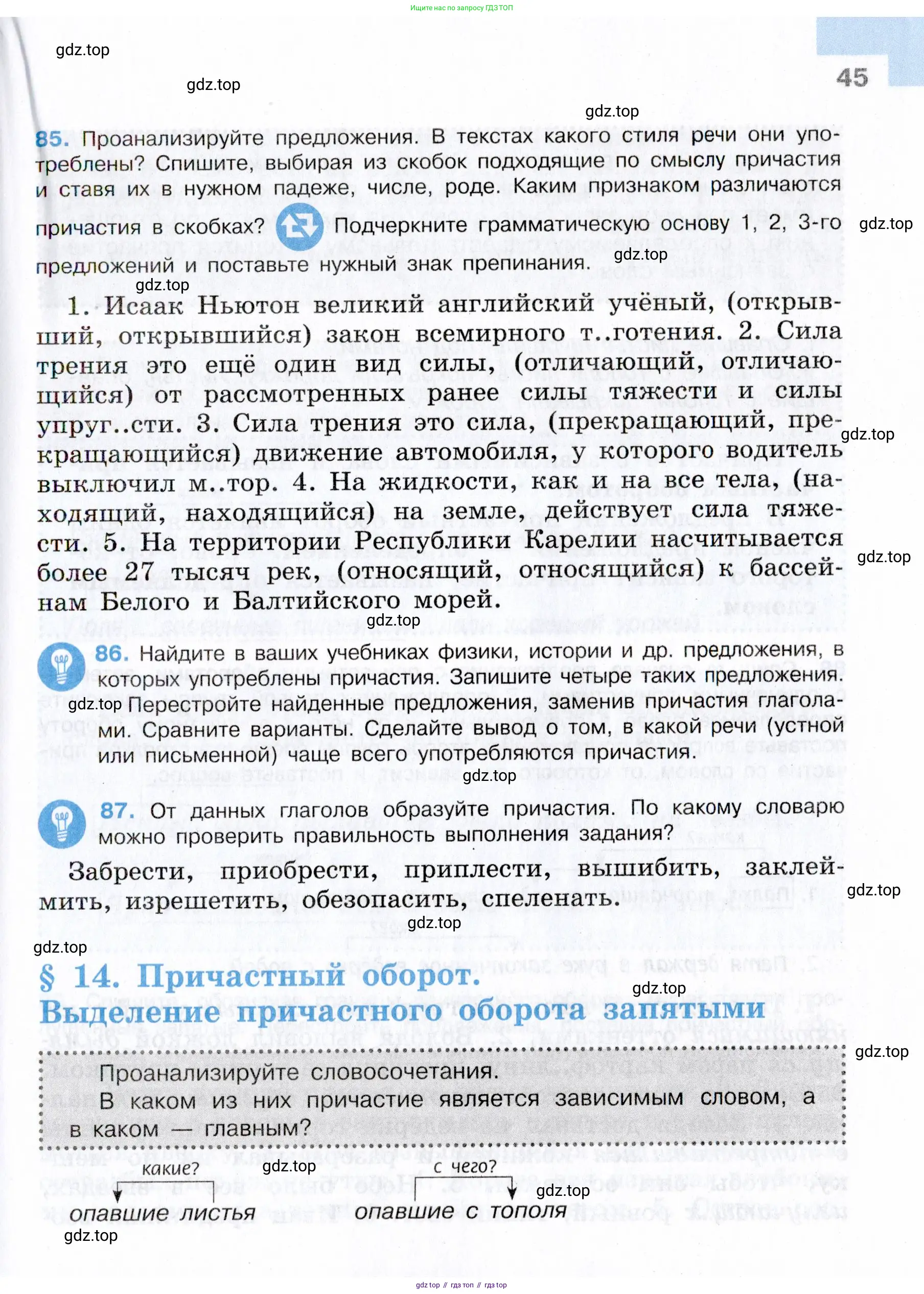 Русский язык, 7 класс Учебник, авторы: Баранов Михаил Трофимович, Ладыженская Таиса Алексеевна, Тростенцова Лидия Александровна, Ладыженская Наталия Вениаминовна, Александрова Ольга Макаровна, Дейкина Алевтина Дмитриевна, Антонова Любовь Геннадиевна, Григорян Лариса Трофимовна, Кулибаба Иван Иванович, издательство Просвещение, Москва, 2023, зелёного цвета, Часть 1, страница 45