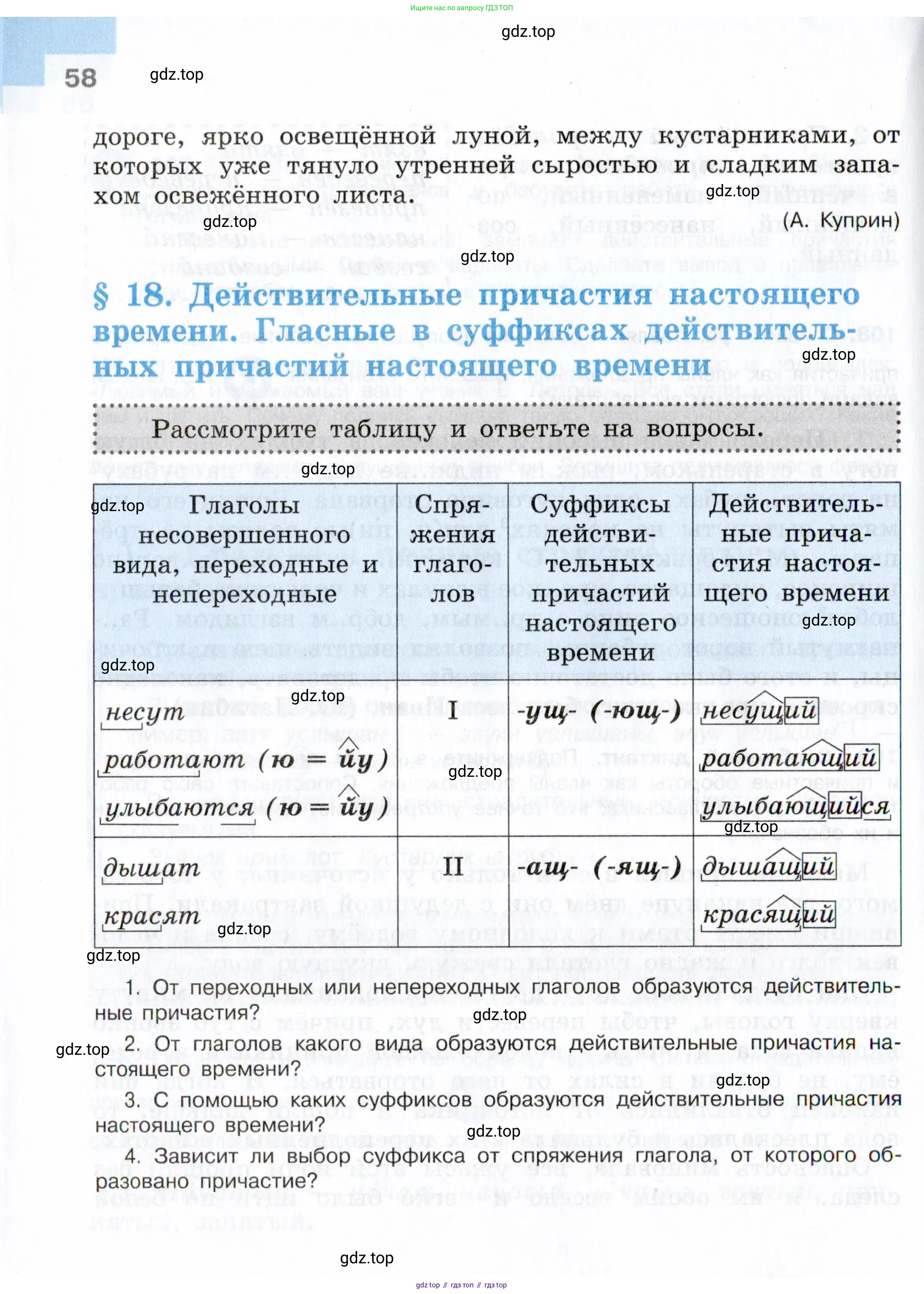 Русский язык, 7 класс Учебник, авторы: Баранов Михаил Трофимович, Ладыженская Таиса Алексеевна, Тростенцова Лидия Александровна, Ладыженская Наталия Вениаминовна, Александрова Ольга Макаровна, Дейкина Алевтина Дмитриевна, Антонова Любовь Геннадиевна, Григорян Лариса Трофимовна, Кулибаба Иван Иванович, издательство Просвещение, Москва, 2023, зелёного цвета, Часть 1, страница 58