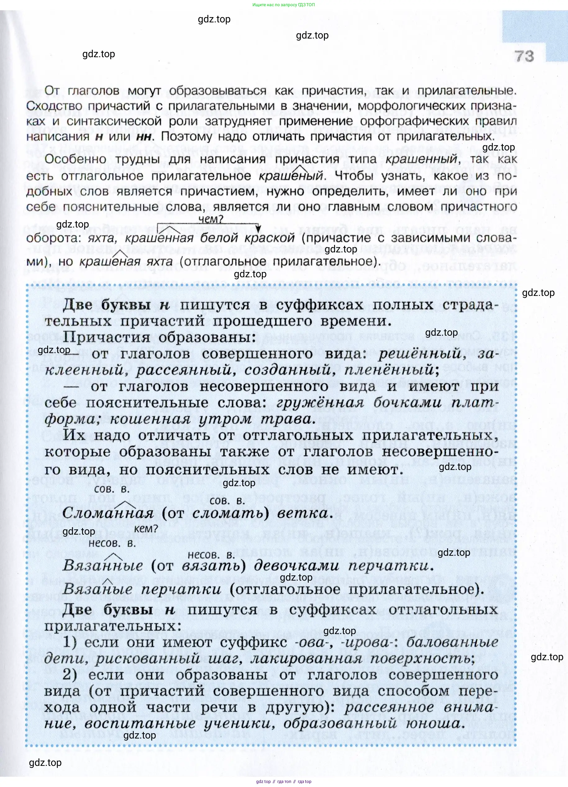 Русский язык, 7 класс Учебник, авторы: Баранов Михаил Трофимович, Ладыженская Таиса Алексеевна, Тростенцова Лидия Александровна, Ладыженская Наталия Вениаминовна, Александрова Ольга Макаровна, Дейкина Алевтина Дмитриевна, Антонова Любовь Геннадиевна, Григорян Лариса Трофимовна, Кулибаба Иван Иванович, издательство Просвещение, Москва, 2023, зелёного цвета, Часть 1, страница 73