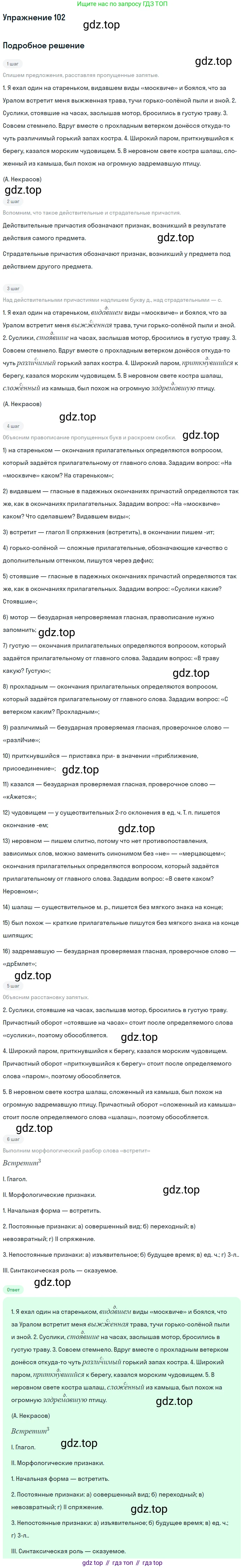 Русский язык, 7 класс Учебник, авторы: Баранов Михаил Трофимович, Ладыженская Таиса Алексеевна, Тростенцова Лидия Александровна, Ладыженская Наталия Вениаминовна, Александрова Ольга Макаровна, Дейкина Алевтина Дмитриевна, Антонова Любовь Геннадиевна, Григорян Лариса Трофимовна, Кулибаба Иван Иванович, издательство Просвещение, Москва, 2023, зелёного цвета, Часть 1, страница 63, номер 102, Решение 2019-2022