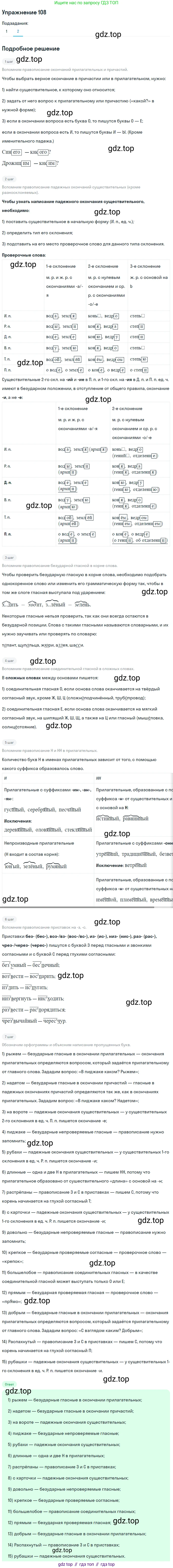 Русский язык, 7 класс Учебник, авторы: Баранов Михаил Трофимович, Ладыженская Таиса Алексеевна, Тростенцова Лидия Александровна, Ладыженская Наталия Вениаминовна, Александрова Ольга Макаровна, Дейкина Алевтина Дмитриевна, Антонова Любовь Геннадиевна, Григорян Лариса Трофимовна, Кулибаба Иван Иванович, издательство Просвещение, Москва, 2023, зелёного цвета, Часть 1, страница 68, номер 108, Решение 2019-2022 (продолжение 2)