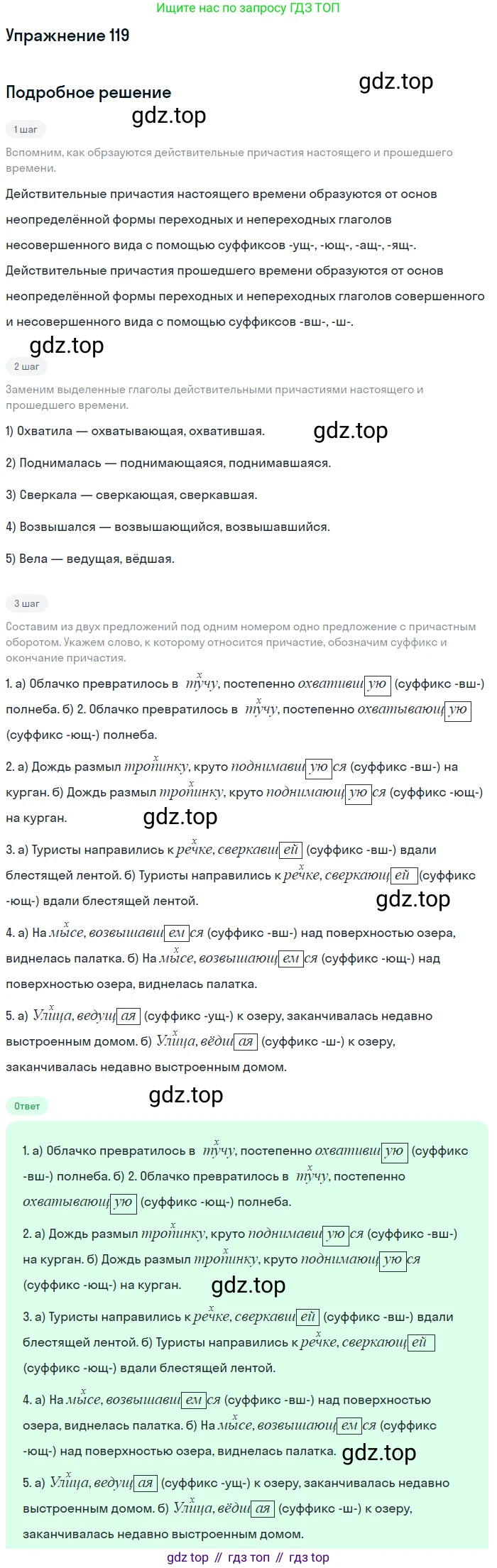 Русский язык, 7 класс Учебник, авторы: Баранов Михаил Трофимович, Ладыженская Таиса Алексеевна, Тростенцова Лидия Александровна, Ладыженская Наталия Вениаминовна, Александрова Ольга Макаровна, Дейкина Алевтина Дмитриевна, Антонова Любовь Геннадиевна, Григорян Лариса Трофимовна, Кулибаба Иван Иванович, издательство Просвещение, Москва, 2023, зелёного цвета, Часть 1, страница 73, номер 119, Решение 2019-2022