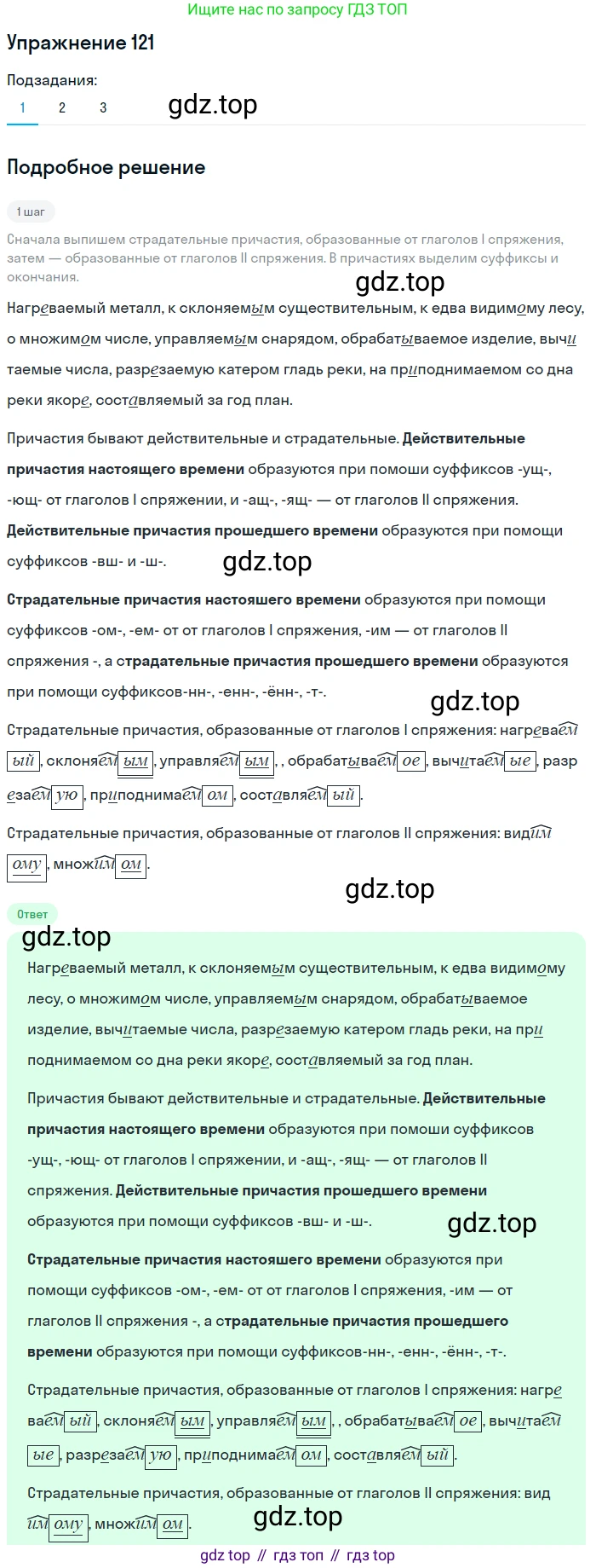 Русский язык, 7 класс Учебник, авторы: Баранов Михаил Трофимович, Ладыженская Таиса Алексеевна, Тростенцова Лидия Александровна, Ладыженская Наталия Вениаминовна, Александрова Ольга Макаровна, Дейкина Алевтина Дмитриевна, Антонова Любовь Геннадиевна, Григорян Лариса Трофимовна, Кулибаба Иван Иванович, издательство Просвещение, Москва, 2023, зелёного цвета, Часть 1, страница 73, номер 121, Решение 2019-2022