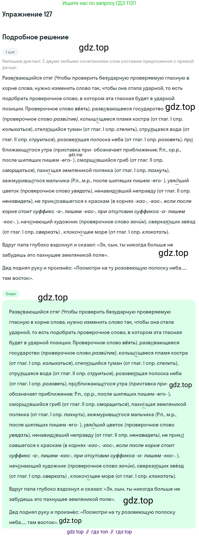 Русский язык, 7 класс Учебник, авторы: Баранов Михаил Трофимович, Ладыженская Таиса Алексеевна, Тростенцова Лидия Александровна, Ладыженская Наталия Вениаминовна, Александрова Ольга Макаровна, Дейкина Алевтина Дмитриевна, Антонова Любовь Геннадиевна, Григорян Лариса Трофимовна, Кулибаба Иван Иванович, издательство Просвещение, Москва, 2023, зелёного цвета, Часть 1, страница 77, номер 127, Решение 2019-2022
