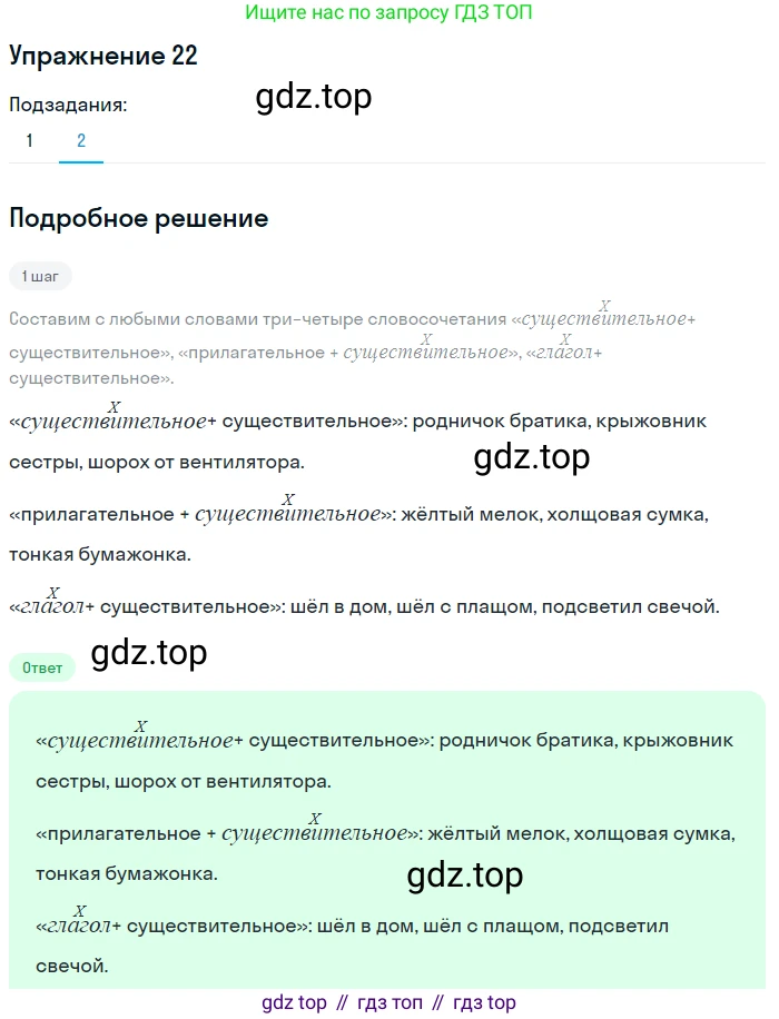 Русский язык, 7 класс Учебник, авторы: Баранов Михаил Трофимович, Ладыженская Таиса Алексеевна, Тростенцова Лидия Александровна, Ладыженская Наталия Вениаминовна, Александрова Ольга Макаровна, Дейкина Алевтина Дмитриевна, Антонова Любовь Геннадиевна, Григорян Лариса Трофимовна, Кулибаба Иван Иванович, издательство Просвещение, Москва, 2023, зелёного цвета, Часть 1, страница 14, номер 22, Решение 2019-2022 (продолжение 2)