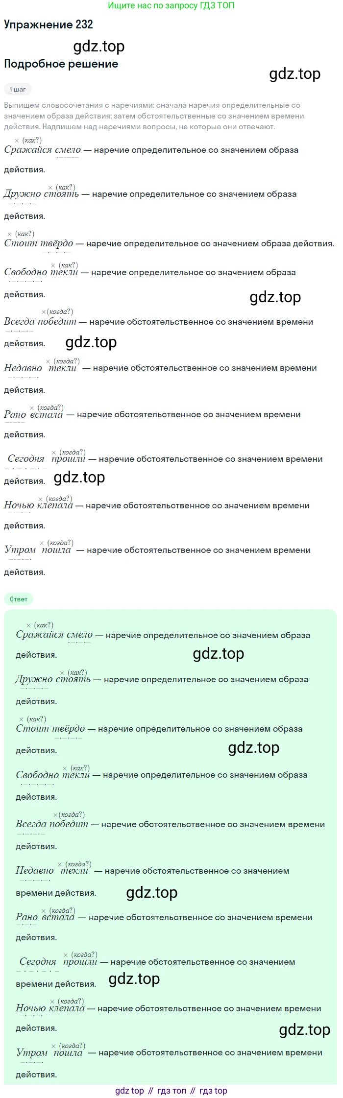 Русский язык, 7 класс Учебник, авторы: Баранов Михаил Трофимович, Ладыженская Таиса Алексеевна, Тростенцова Лидия Александровна, Ладыженская Наталия Вениаминовна, Александрова Ольга Макаровна, Дейкина Алевтина Дмитриевна, Антонова Любовь Геннадиевна, Григорян Лариса Трофимовна, Кулибаба Иван Иванович, издательство Просвещение, Москва, 2023, зелёного цвета, Часть 1, страница 133, номер 232, Решение 2019-2022