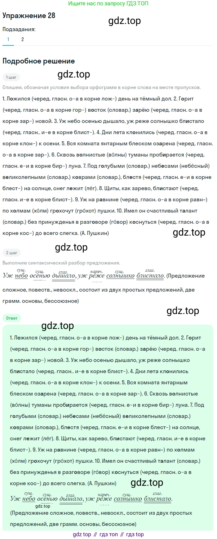 Русский язык, 7 класс Учебник, авторы: Баранов Михаил Трофимович, Ладыженская Таиса Алексеевна, Тростенцова Лидия Александровна, Ладыженская Наталия Вениаминовна, Александрова Ольга Макаровна, Дейкина Алевтина Дмитриевна, Антонова Любовь Геннадиевна, Григорян Лариса Трофимовна, Кулибаба Иван Иванович, издательство Просвещение, Москва, 2023, зелёного цвета, Часть 1, страница 18, номер 28, Решение 2019-2022