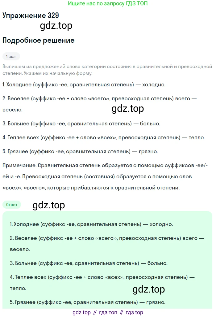 Русский язык, 7 класс Учебник, авторы: Баранов Михаил Трофимович, Ладыженская Таиса Алексеевна, Тростенцова Лидия Александровна, Ладыженская Наталия Вениаминовна, Александрова Ольга Макаровна, Дейкина Алевтина Дмитриевна, Антонова Любовь Геннадиевна, Григорян Лариса Трофимовна, Кулибаба Иван Иванович, издательство Просвещение, Москва, 2023, зелёного цвета, Часть 1, страница 192, номер 329, Решение 2019-2022