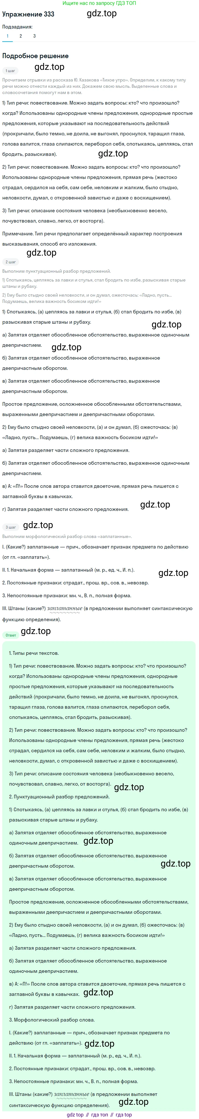 Русский язык, 7 класс Учебник, авторы: Баранов Михаил Трофимович, Ладыженская Таиса Алексеевна, Тростенцова Лидия Александровна, Ладыженская Наталия Вениаминовна, Александрова Ольга Макаровна, Дейкина Алевтина Дмитриевна, Антонова Любовь Геннадиевна, Григорян Лариса Трофимовна, Кулибаба Иван Иванович, издательство Просвещение, Москва, 2023, зелёного цвета, Часть 1, страница 194, номер 333, Решение 2019-2022