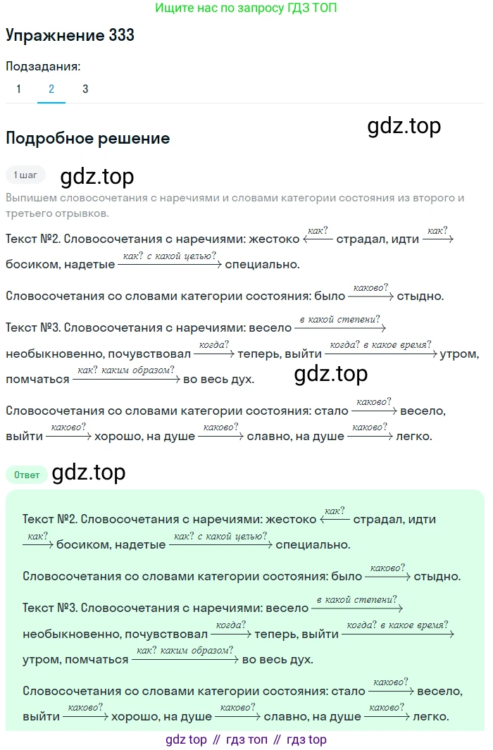 Русский язык, 7 класс Учебник, авторы: Баранов Михаил Трофимович, Ладыженская Таиса Алексеевна, Тростенцова Лидия Александровна, Ладыженская Наталия Вениаминовна, Александрова Ольга Макаровна, Дейкина Алевтина Дмитриевна, Антонова Любовь Геннадиевна, Григорян Лариса Трофимовна, Кулибаба Иван Иванович, издательство Просвещение, Москва, 2023, зелёного цвета, Часть 1, страница 194, номер 333, Решение 2019-2022 (продолжение 2)