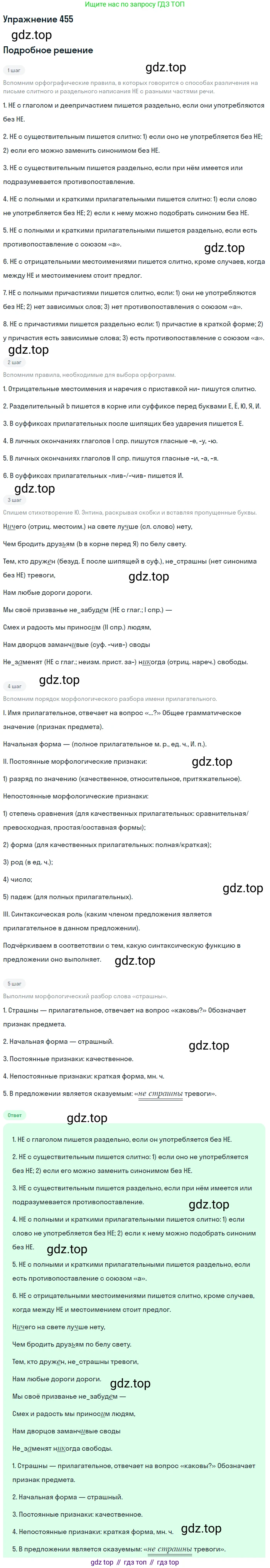 Русский язык, 7 класс Учебник, авторы: Баранов Михаил Трофимович, Ладыженская Таиса Алексеевна, Тростенцова Лидия Александровна, Ладыженская Наталия Вениаминовна, Александрова Ольга Макаровна, Дейкина Алевтина Дмитриевна, Антонова Любовь Геннадиевна, Григорян Лариса Трофимовна, Кулибаба Иван Иванович, издательство Просвещение, Москва, 2023, зелёного цвета, Часть 2, страница 50, номер 455, Решение 2019-2022