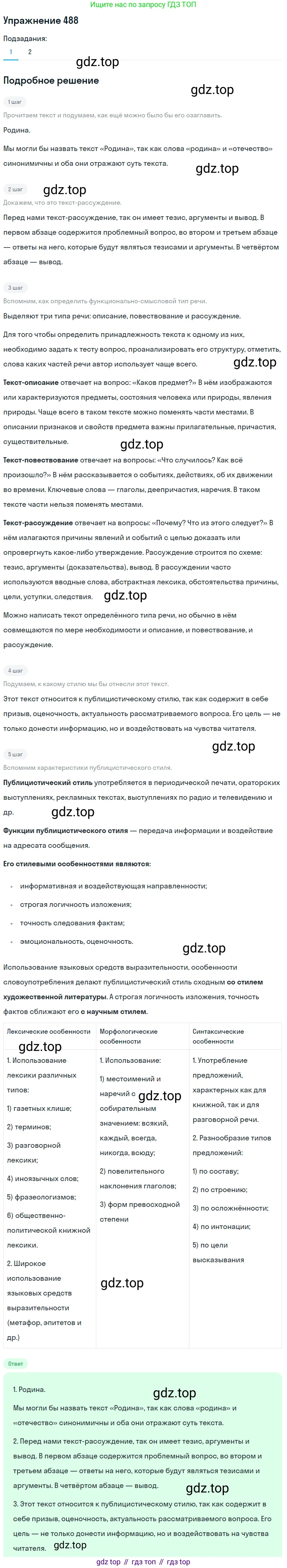 Русский язык, 7 класс Учебник, авторы: Баранов Михаил Трофимович, Ладыженская Таиса Алексеевна, Тростенцова Лидия Александровна, Ладыженская Наталия Вениаминовна, Александрова Ольга Макаровна, Дейкина Алевтина Дмитриевна, Антонова Любовь Геннадиевна, Григорян Лариса Трофимовна, Кулибаба Иван Иванович, издательство Просвещение, Москва, 2023, зелёного цвета, Часть 2, страница 69, номер 488, Решение 2019-2022