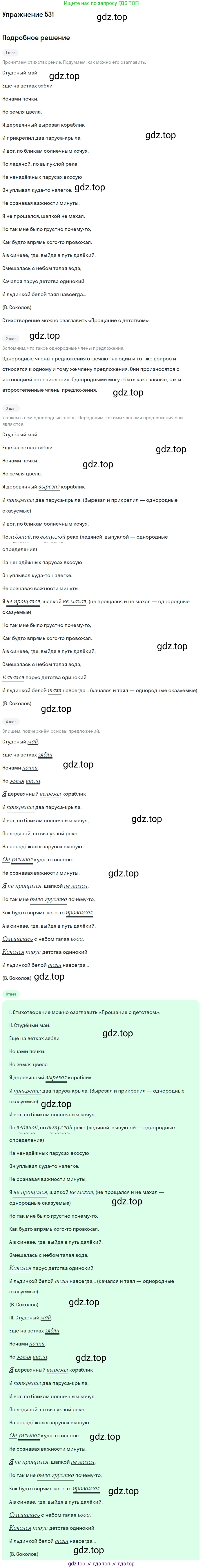 Русский язык, 7 класс Учебник, авторы: Баранов Михаил Трофимович, Ладыженская Таиса Алексеевна, Тростенцова Лидия Александровна, Ладыженская Наталия Вениаминовна, Александрова Ольга Макаровна, Дейкина Алевтина Дмитриевна, Антонова Любовь Геннадиевна, Григорян Лариса Трофимовна, Кулибаба Иван Иванович, издательство Просвещение, Москва, 2023, зелёного цвета, Часть 2, страница 94, номер 531, Решение 2019-2022