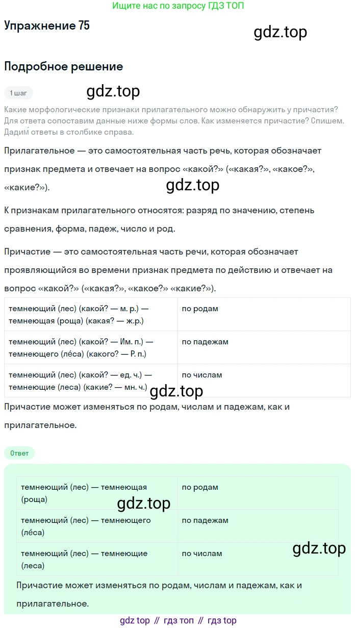 Русский язык, 7 класс Учебник, авторы: Баранов Михаил Трофимович, Ладыженская Таиса Алексеевна, Тростенцова Лидия Александровна, Ладыженская Наталия Вениаминовна, Александрова Ольга Макаровна, Дейкина Алевтина Дмитриевна, Антонова Любовь Геннадиевна, Григорян Лариса Трофимовна, Кулибаба Иван Иванович, издательство Просвещение, Москва, 2023, зелёного цвета, Часть 1, страница 41, номер 75, Решение 2019-2022