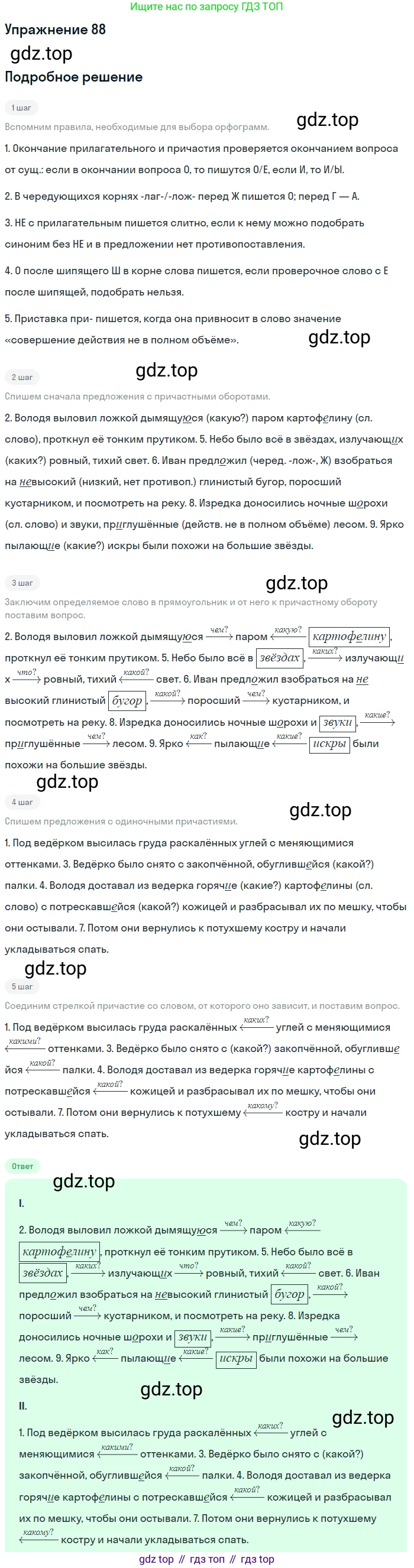 Русский язык, 7 класс Учебник, авторы: Баранов Михаил Трофимович, Ладыженская Таиса Алексеевна, Тростенцова Лидия Александровна, Ладыженская Наталия Вениаминовна, Александрова Ольга Макаровна, Дейкина Алевтина Дмитриевна, Антонова Любовь Геннадиевна, Григорян Лариса Трофимовна, Кулибаба Иван Иванович, издательство Просвещение, Москва, 2023, зелёного цвета, Часть 1, страница 52, номер 88, Решение 2019-2022