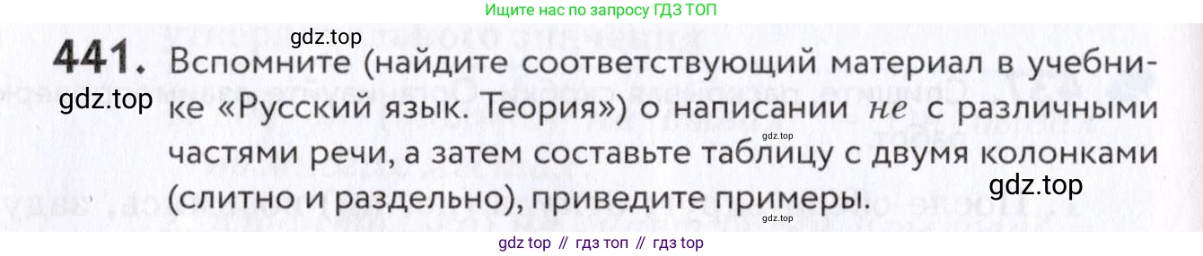 Русский язык, 7 класс Учебник, авторы: Пименова Светлана Николаевна, Еремеева Ангелина Павловна, Купалова Александра Юльевна, Лидман-Орлова Галина Кузьминична, Молодцова Светлана Николаевна, Пичугов Юрий Степанович, издательство Просвещение, Москва, 2021, белого цвета, страница 170, номер 441, Условие