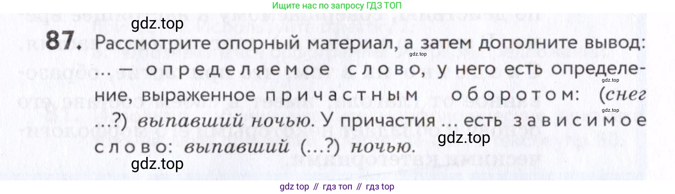 Русский язык, 7 класс Учебник, авторы: Пименова Светлана Николаевна, Еремеева Ангелина Павловна, Купалова Александра Юльевна, Лидман-Орлова Галина Кузьминична, Молодцова Светлана Николаевна, Пичугов Юрий Степанович, издательство Просвещение, Москва, 2021, белого цвета, страница 36, номер 87, Условие