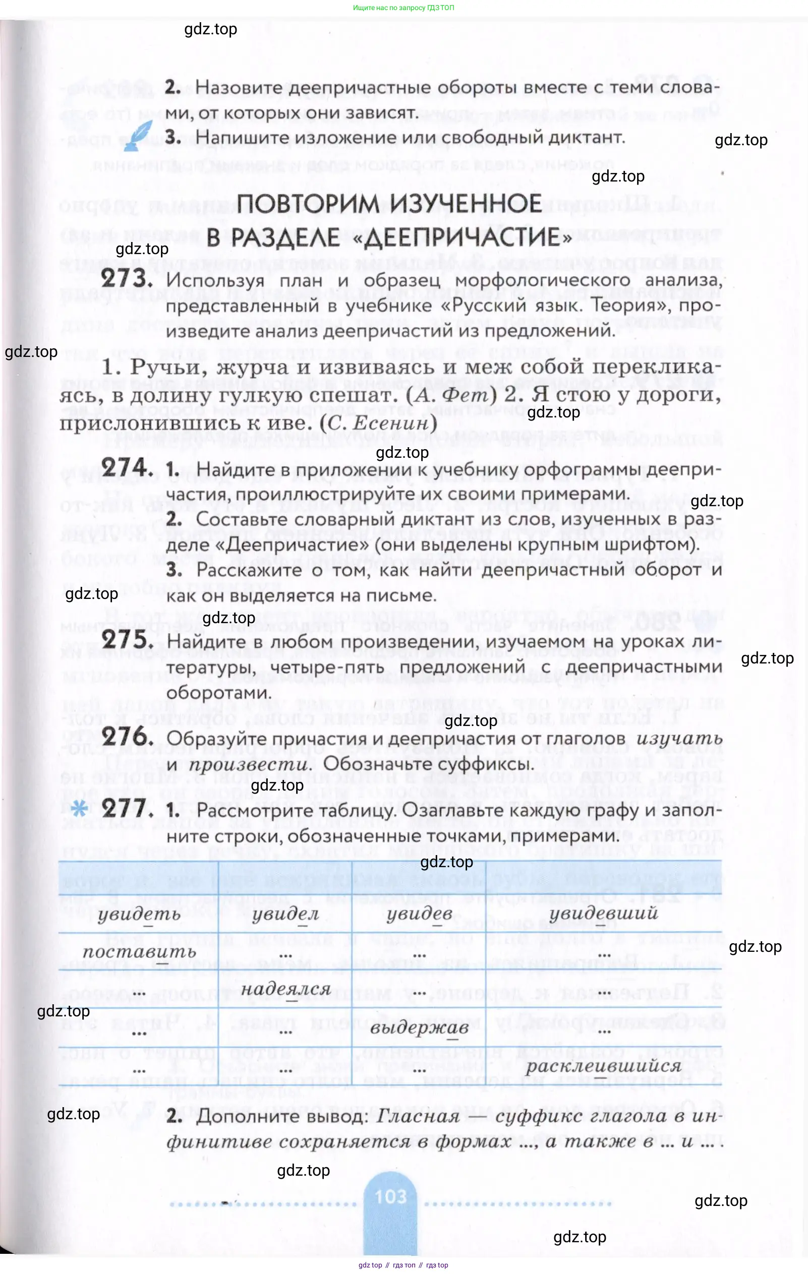 Русский язык, 7 класс Учебник, авторы: Пименова Светлана Николаевна, Еремеева Ангелина Павловна, Купалова Александра Юльевна, Лидман-Орлова Галина Кузьминична, Молодцова Светлана Николаевна, Пичугов Юрий Степанович, издательство Просвещение, Москва, 2021, белого цвета, страница 103