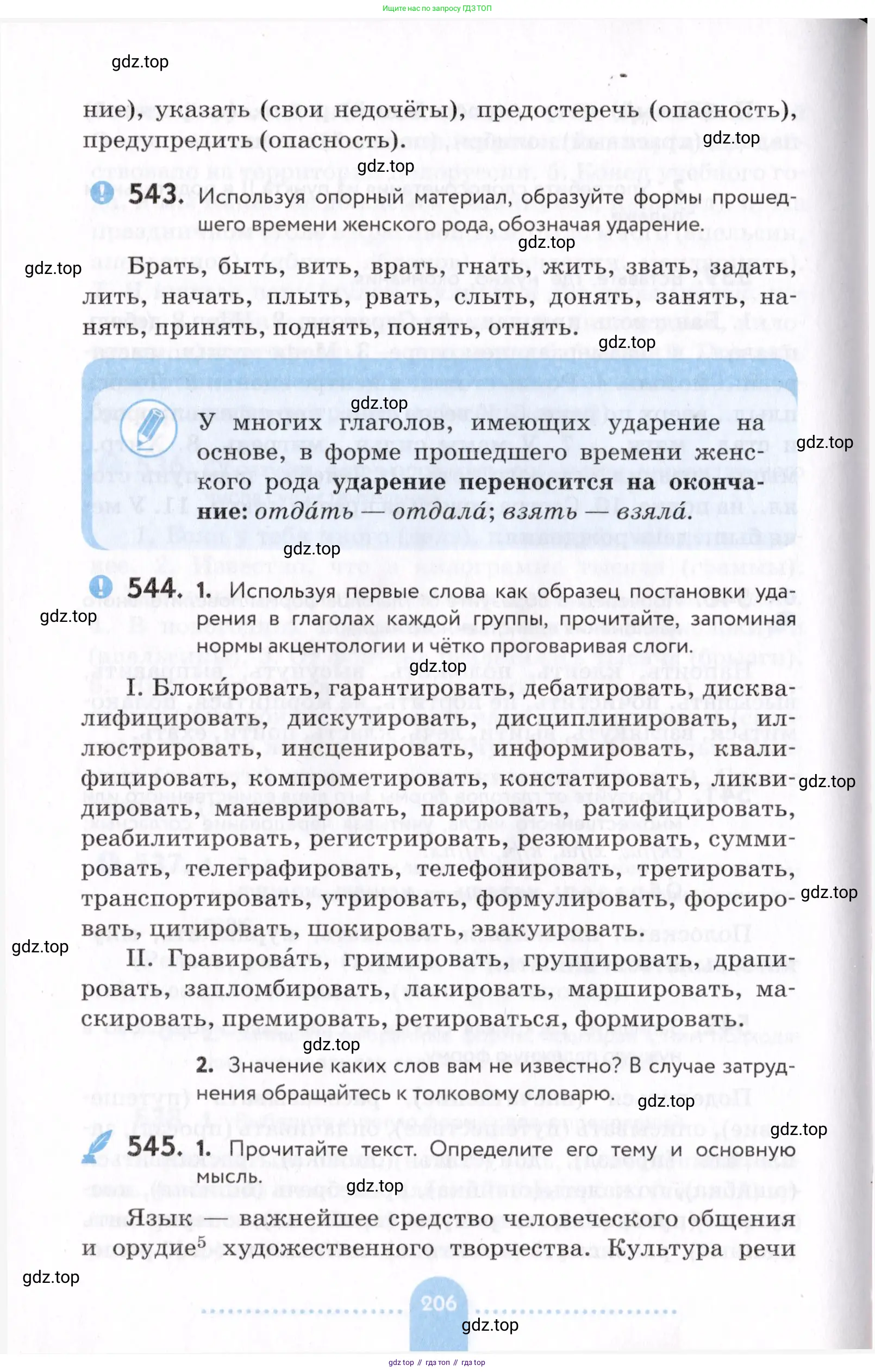 Русский язык, 7 класс Учебник, авторы: Пименова Светлана Николаевна, Еремеева Ангелина Павловна, Купалова Александра Юльевна, Лидман-Орлова Галина Кузьминична, Молодцова Светлана Николаевна, Пичугов Юрий Степанович, издательство Просвещение, Москва, 2021, белого цвета, страница 206