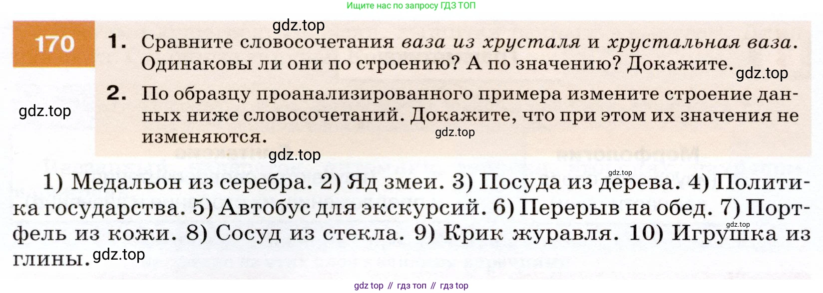 ГДЗ Русский язык, 7 класс Учебник, авторы: Разумовская Маргарита Михайловна, Львова Светлана Ивановна, Капинос Валентина Ивановна, Львов Валентин Витальевич, Сергеева Наталья Николаевна, Соловейчик Марина Сергеевна, издательство Просвещение, Москва, 2021, белого цвета, страница 60, номер 170, Условие