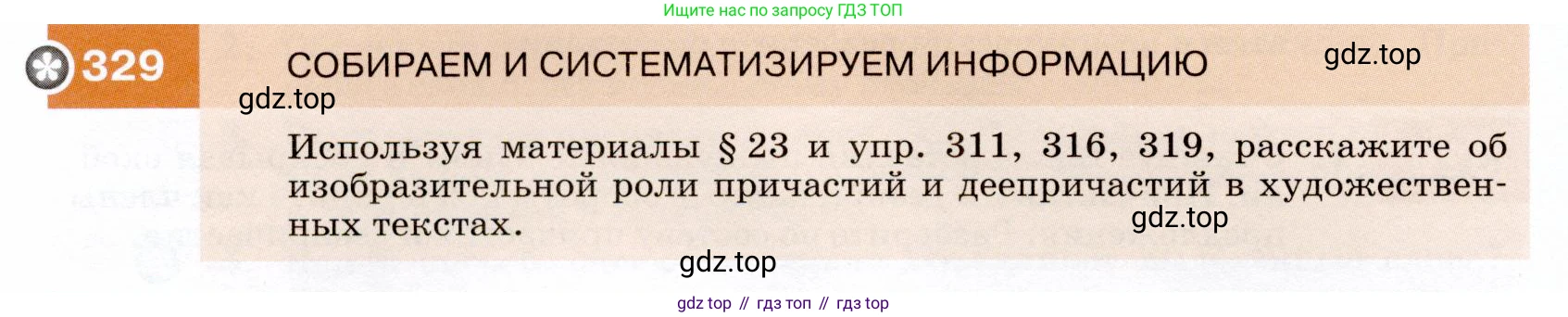 ГДЗ Русский язык, 7 класс Учебник, авторы: Разумовская Маргарита Михайловна, Львова Светлана Ивановна, Капинос Валентина Ивановна, Львов Валентин Витальевич, Сергеева Наталья Николаевна, Соловейчик Марина Сергеевна, издательство Просвещение, Москва, 2021, белого цвета, страница 124, номер 329, Условие