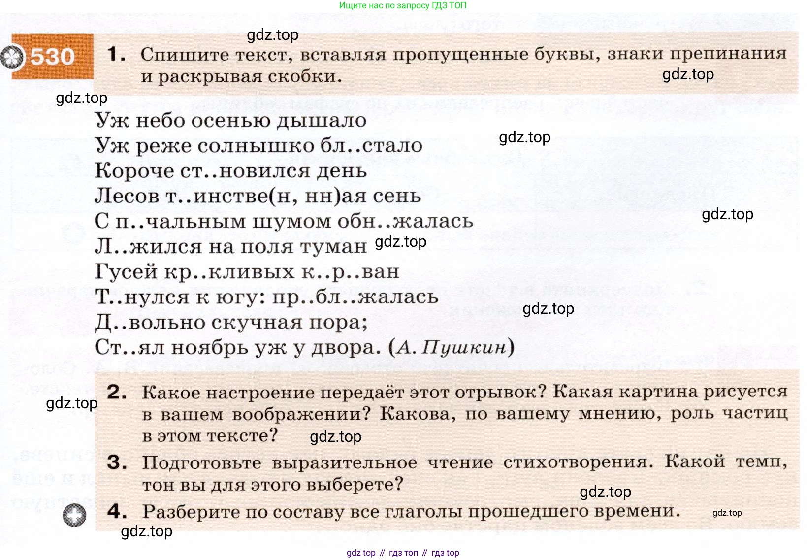 ГДЗ Русский язык, 7 класс Учебник, авторы: Разумовская Маргарита Михайловна, Львова Светлана Ивановна, Капинос Валентина Ивановна, Львов Валентин Витальевич, Сергеева Наталья Николаевна, Соловейчик Марина Сергеевна, издательство Просвещение, Москва, 2021, белого цвета, страница 203, номер 530, Условие