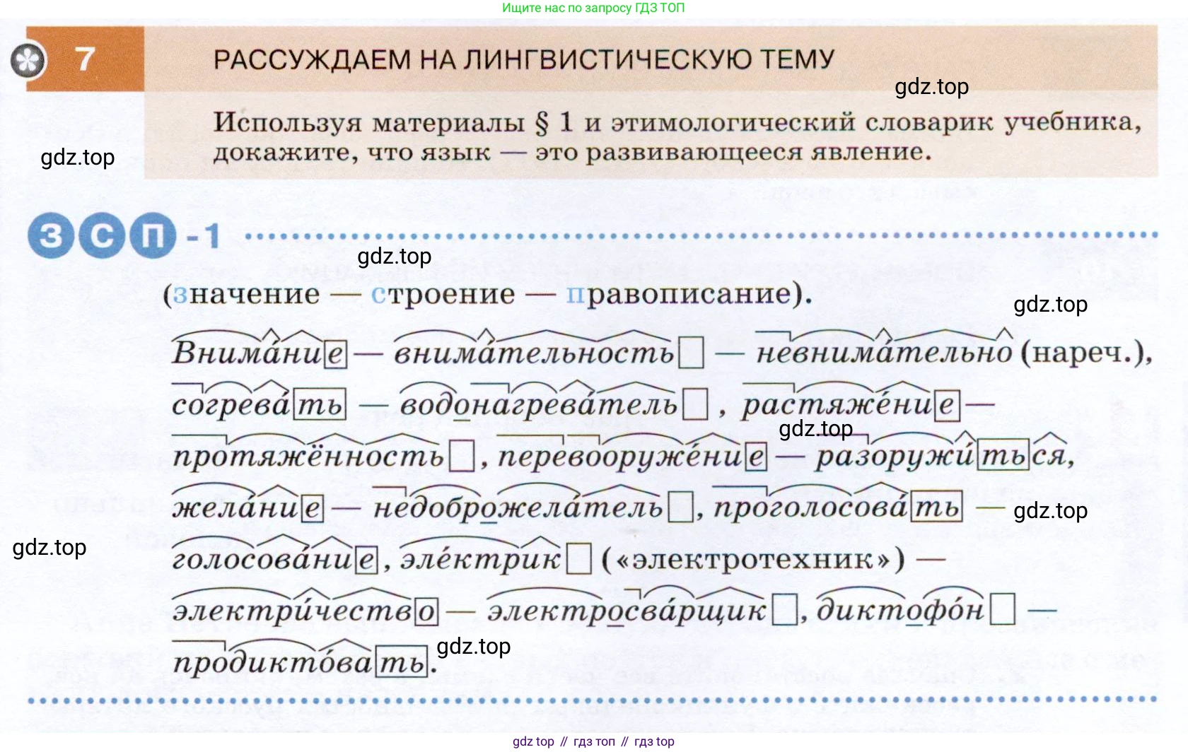 ГДЗ Русский язык, 7 класс Учебник, авторы: Разумовская Маргарита Михайловна, Львова Светлана Ивановна, Капинос Валентина Ивановна, Львов Валентин Витальевич, Сергеева Наталья Николаевна, Соловейчик Марина Сергеевна, издательство Просвещение, Москва, 2021, белого цвета, страница 7, номер 7, Условие