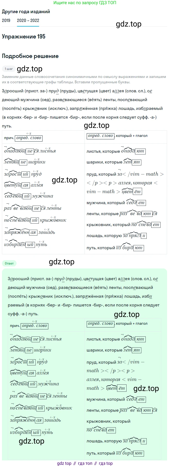ГДЗ Русский язык, 7 класс Учебник, авторы: Разумовская Маргарита Михайловна, Львова Светлана Ивановна, Капинос Валентина Ивановна, Львов Валентин Витальевич, Сергеева Наталья Николаевна, Соловейчик Марина Сергеевна, издательство Просвещение, Москва, 2021, белого цвета, страница 71, номер 195, Решение 1