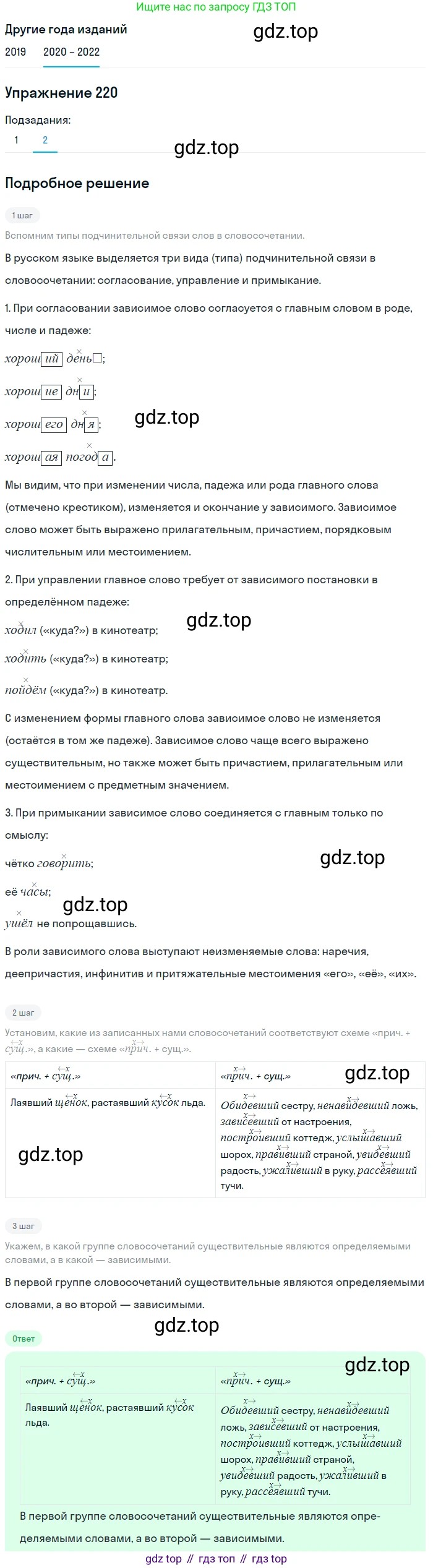 ГДЗ Русский язык, 7 класс Учебник, авторы: Разумовская Маргарита Михайловна, Львова Светлана Ивановна, Капинос Валентина Ивановна, Львов Валентин Витальевич, Сергеева Наталья Николаевна, Соловейчик Марина Сергеевна, издательство Просвещение, Москва, 2021, белого цвета, страница 81, номер 220, Решение 1 (продолжение 2)