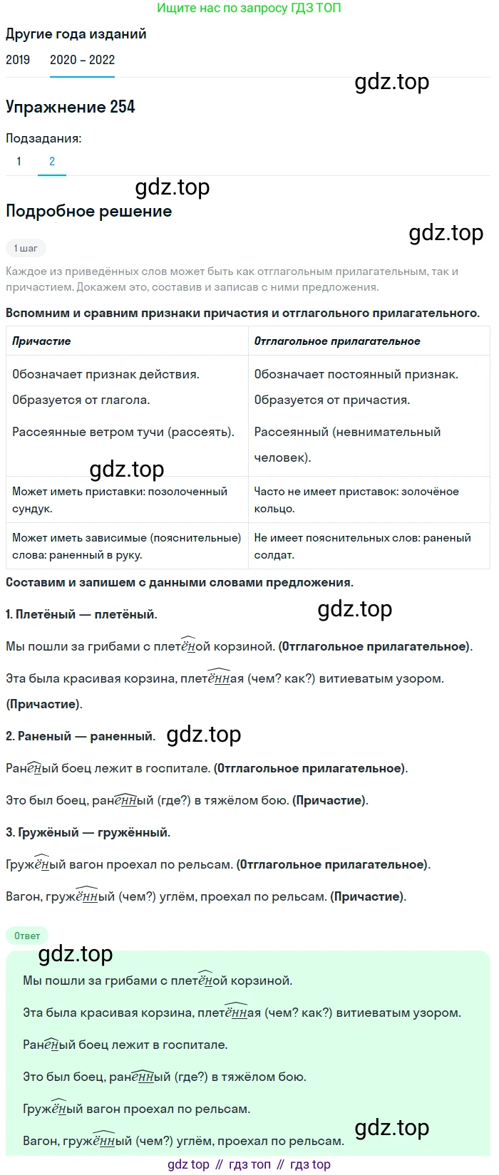 ГДЗ Русский язык, 7 класс Учебник, авторы: Разумовская Маргарита Михайловна, Львова Светлана Ивановна, Капинос Валентина Ивановна, Львов Валентин Витальевич, Сергеева Наталья Николаевна, Соловейчик Марина Сергеевна, издательство Просвещение, Москва, 2021, белого цвета, страница 93, номер 254, Решение 1 (продолжение 2)