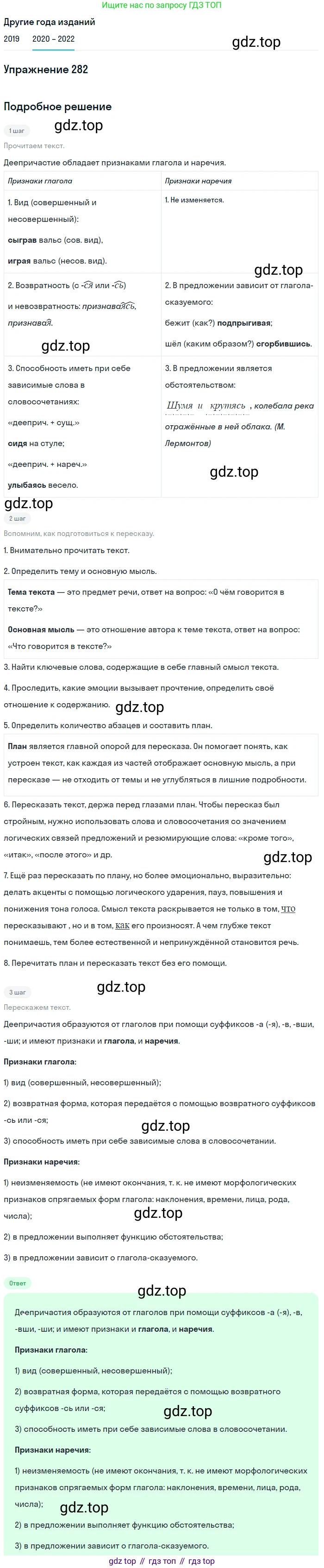ГДЗ Русский язык, 7 класс Учебник, авторы: Разумовская Маргарита Михайловна, Львова Светлана Ивановна, Капинос Валентина Ивановна, Львов Валентин Витальевич, Сергеева Наталья Николаевна, Соловейчик Марина Сергеевна, издательство Просвещение, Москва, 2021, белого цвета, страница 105, номер 282, Решение 1