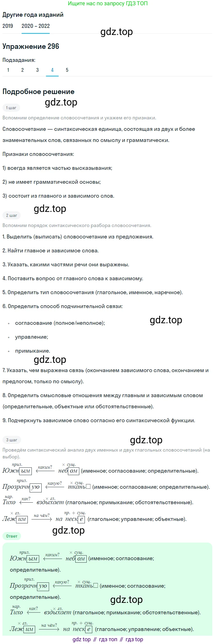 ГДЗ Русский язык, 7 класс Учебник, авторы: Разумовская Маргарита Михайловна, Львова Светлана Ивановна, Капинос Валентина Ивановна, Львов Валентин Витальевич, Сергеева Наталья Николаевна, Соловейчик Марина Сергеевна, издательство Просвещение, Москва, 2021, белого цвета, страница 111, номер 296, Решение 1 (продолжение 4)