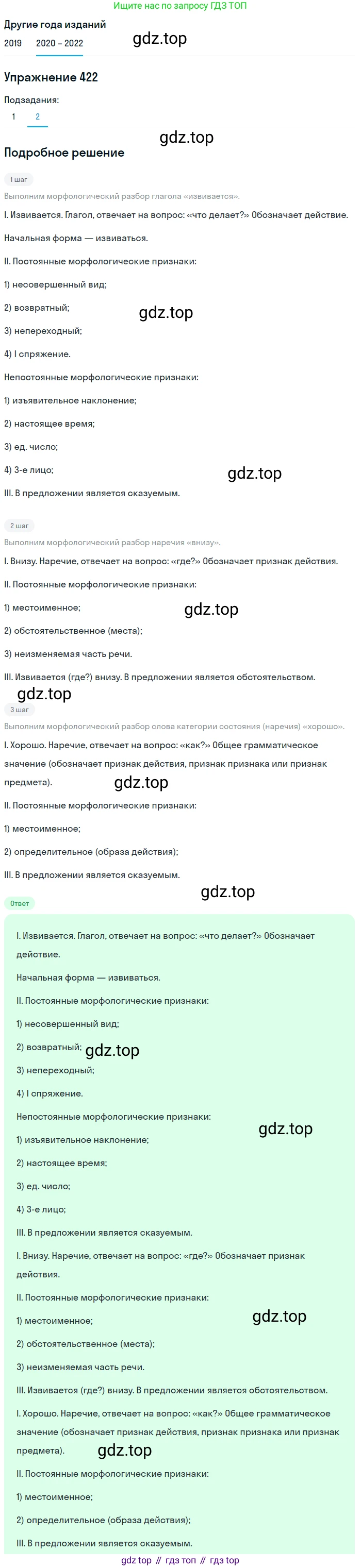 ГДЗ Русский язык, 7 класс Учебник, авторы: Разумовская Маргарита Михайловна, Львова Светлана Ивановна, Капинос Валентина Ивановна, Львов Валентин Витальевич, Сергеева Наталья Николаевна, Соловейчик Марина Сергеевна, издательство Просвещение, Москва, 2021, белого цвета, страница 160, номер 422, Решение 1 (продолжение 2)