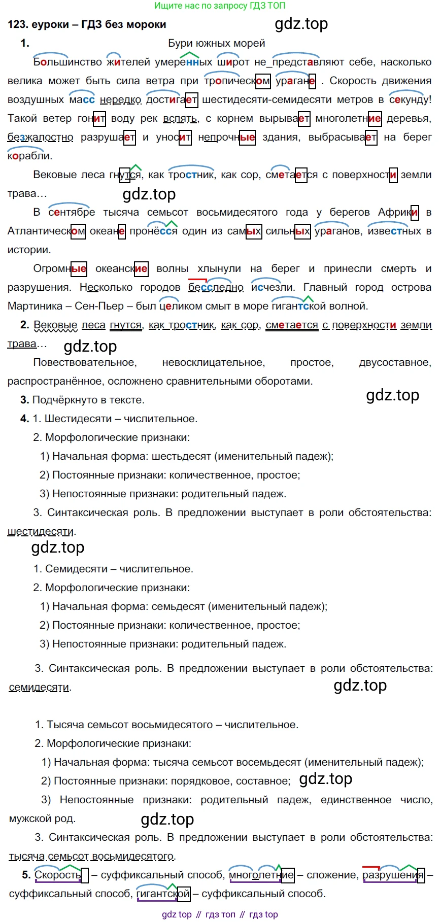ГДЗ Русский язык, 7 класс Учебник, авторы: Разумовская Маргарита Михайловна, Львова Светлана Ивановна, Капинос Валентина Ивановна, Львов Валентин Витальевич, Сергеева Наталья Николаевна, Соловейчик Марина Сергеевна, издательство Просвещение, Москва, 2021, белого цвета, страница 45, номер 123, Решение 2