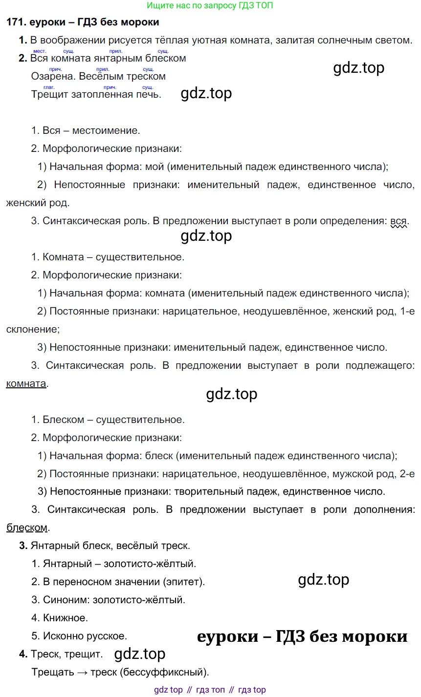 ГДЗ Русский язык, 7 класс Учебник, авторы: Разумовская Маргарита Михайловна, Львова Светлана Ивановна, Капинос Валентина Ивановна, Львов Валентин Витальевич, Сергеева Наталья Николаевна, Соловейчик Марина Сергеевна, издательство Просвещение, Москва, 2021, белого цвета, страница 60, номер 171, Решение 2