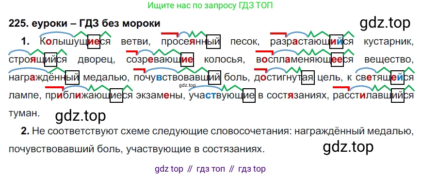 ГДЗ Русский язык, 7 класс Учебник, авторы: Разумовская Маргарита Михайловна, Львова Светлана Ивановна, Капинос Валентина Ивановна, Львов Валентин Витальевич, Сергеева Наталья Николаевна, Соловейчик Марина Сергеевна, издательство Просвещение, Москва, 2021, белого цвета, страница 82, номер 225, Решение 2