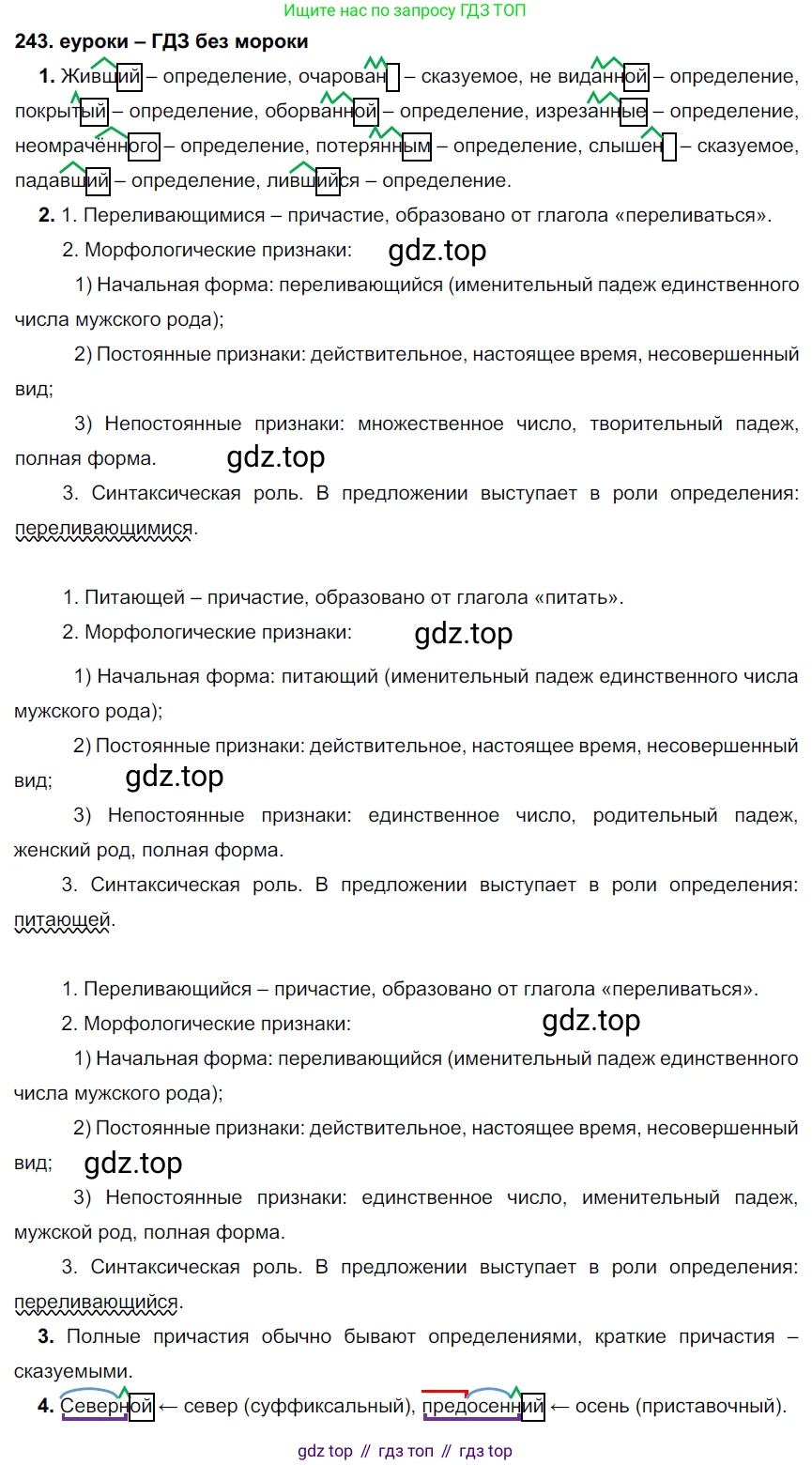 ГДЗ Русский язык, 7 класс Учебник, авторы: Разумовская Маргарита Михайловна, Львова Светлана Ивановна, Капинос Валентина Ивановна, Львов Валентин Витальевич, Сергеева Наталья Николаевна, Соловейчик Марина Сергеевна, издательство Просвещение, Москва, 2021, белого цвета, страница 89, номер 243, Решение 2