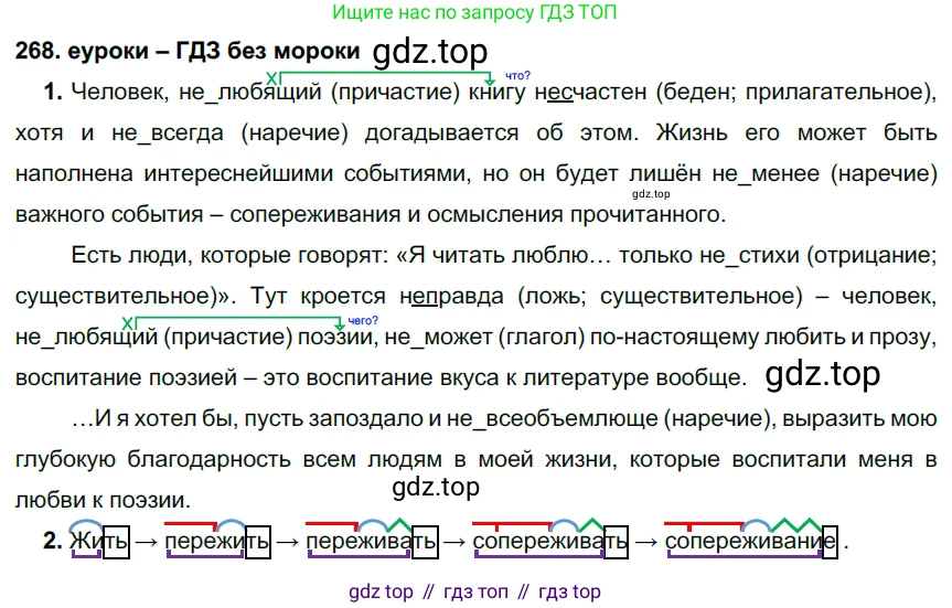 ГДЗ Русский язык, 7 класс Учебник, авторы: Разумовская Маргарита Михайловна, Львова Светлана Ивановна, Капинос Валентина Ивановна, Львов Валентин Витальевич, Сергеева Наталья Николаевна, Соловейчик Марина Сергеевна, издательство Просвещение, Москва, 2021, белого цвета, страница 99, номер 268, Решение 2
