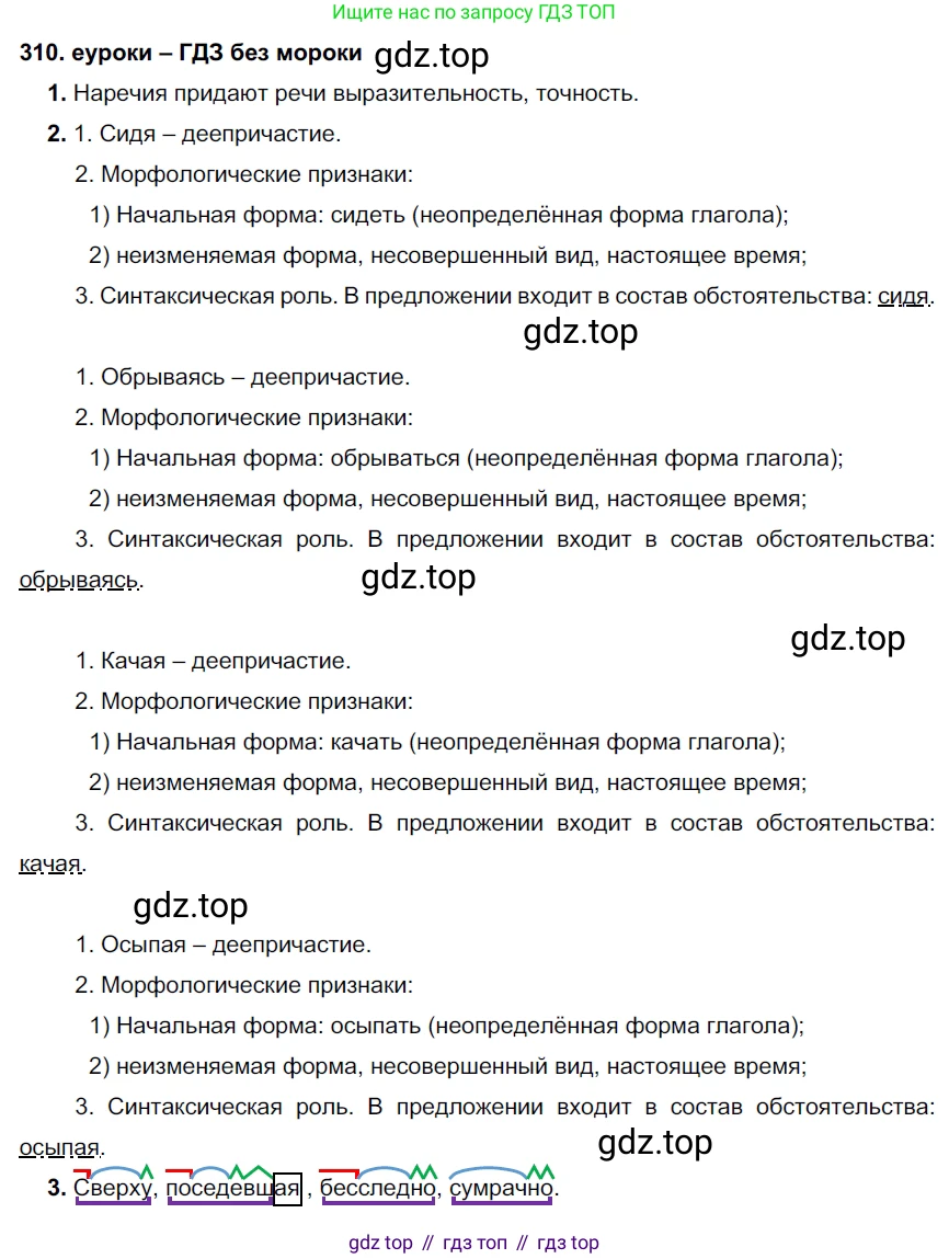 ГДЗ Русский язык, 7 класс Учебник, авторы: Разумовская Маргарита Михайловна, Львова Светлана Ивановна, Капинос Валентина Ивановна, Львов Валентин Витальевич, Сергеева Наталья Николаевна, Соловейчик Марина Сергеевна, издательство Просвещение, Москва, 2021, белого цвета, страница 116, номер 310, Решение 2