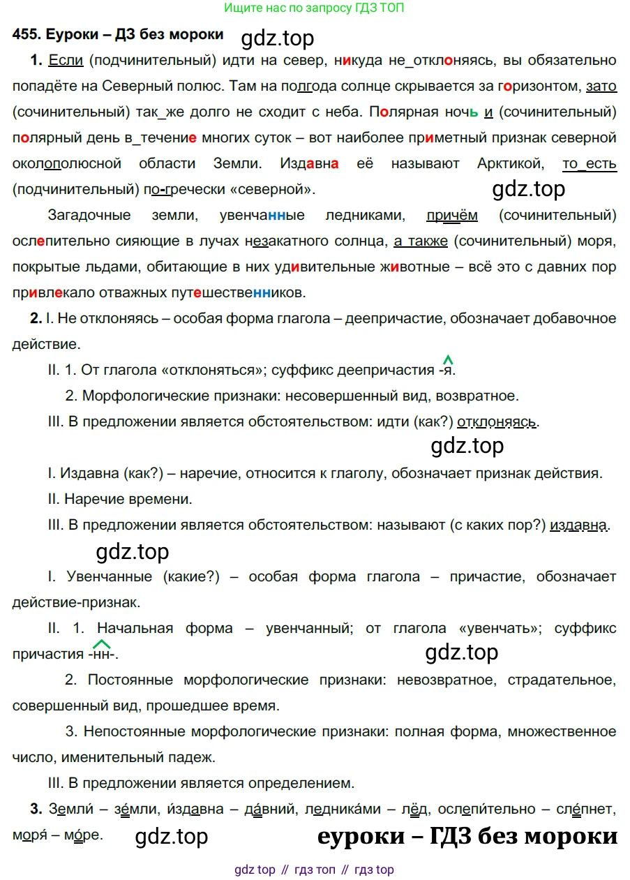 ГДЗ Русский язык, 7 класс Учебник, авторы: Разумовская Маргарита Михайловна, Львова Светлана Ивановна, Капинос Валентина Ивановна, Львов Валентин Витальевич, Сергеева Наталья Николаевна, Соловейчик Марина Сергеевна, издательство Просвещение, Москва, 2021, белого цвета, страница 173, номер 455, Решение 2
