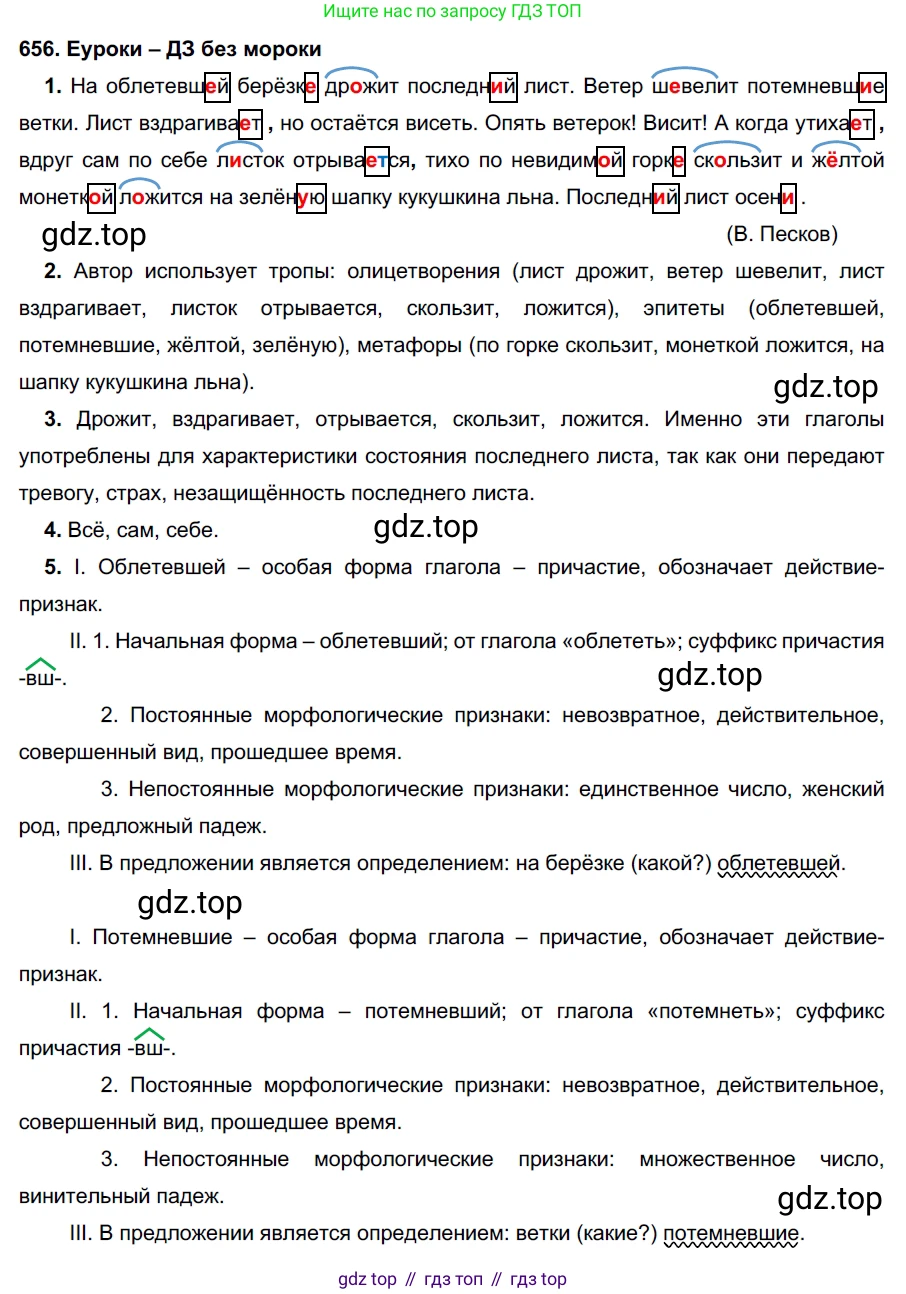 ГДЗ Русский язык, 7 класс Учебник, авторы: Разумовская Маргарита Михайловна, Львова Светлана Ивановна, Капинос Валентина Ивановна, Львов Валентин Витальевич, Сергеева Наталья Николаевна, Соловейчик Марина Сергеевна, издательство Просвещение, Москва, 2021, белого цвета, страница 249, номер 656, Решение 2