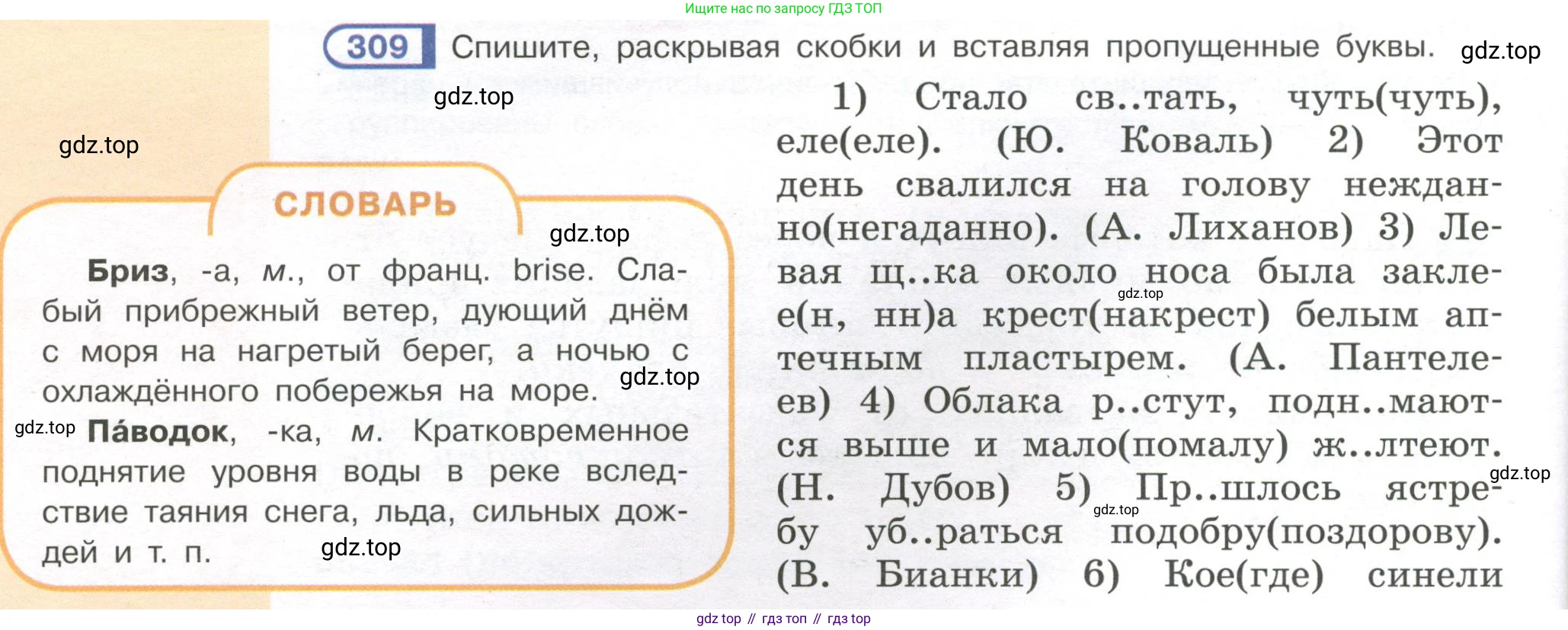 Русский язык, 7 класс Учебник, авторы: Рыбченкова Лидия Макаровна, Александрова Ольга Макаровна, Загоровская Ольга Владимировна, Нарушевич Андрей Георгиевич, Вакурова Ольга Фёдоровна, Григорьев Андрей Владимирович, Кузина Анна Николаевна, издательство Просвещение, Москва, 2019, коричневого цвета, Часть 2, страница 22, номер 309, Условие