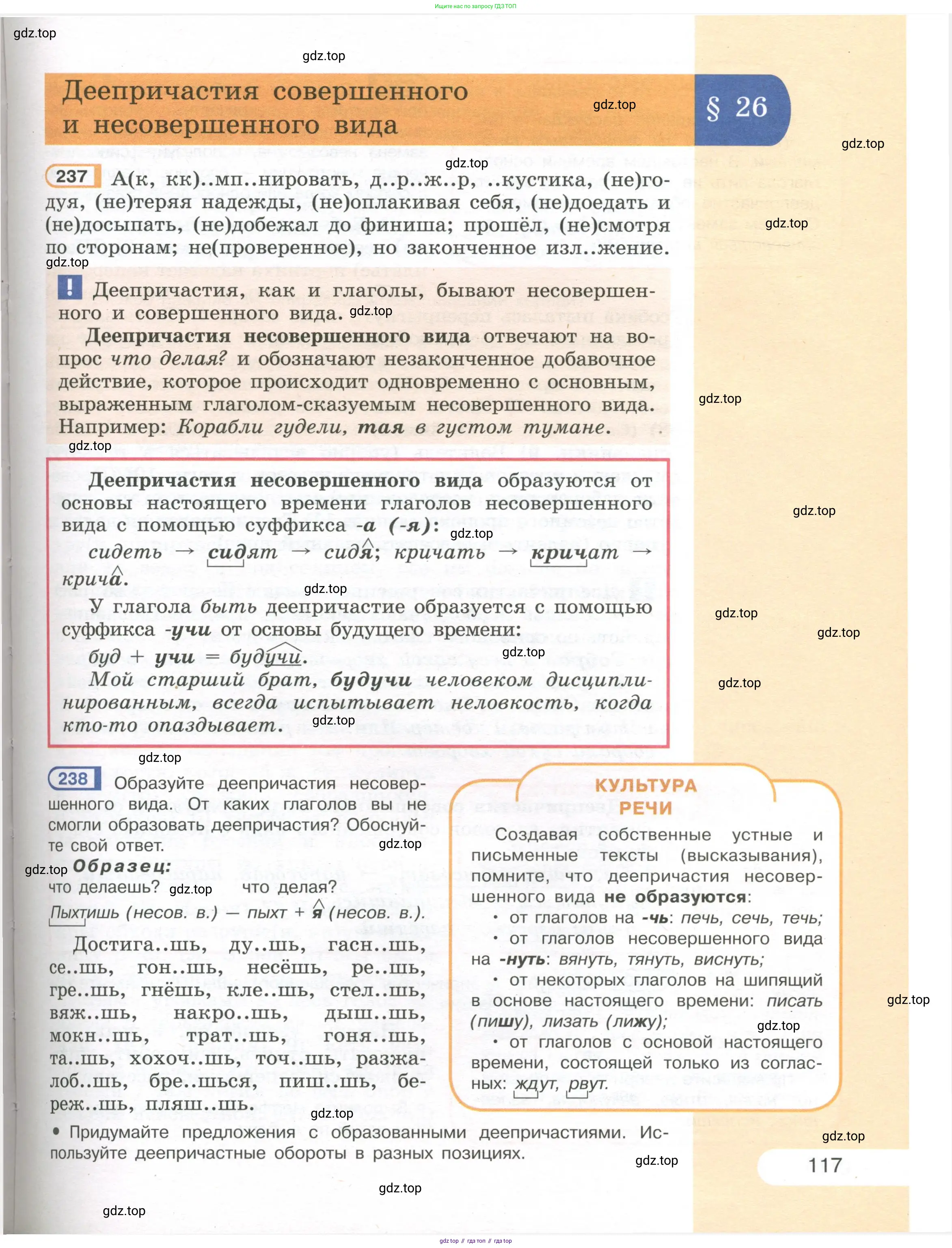 Русский язык, 7 класс Учебник, авторы: Рыбченкова Лидия Макаровна, Александрова Ольга Макаровна, Загоровская Ольга Владимировна, Нарушевич Андрей Георгиевич, Вакурова Ольга Фёдоровна, Григорьев Андрей Владимирович, Кузина Анна Николаевна, издательство Просвещение, Москва, 2019, коричневого цвета, Часть 1, страница 117