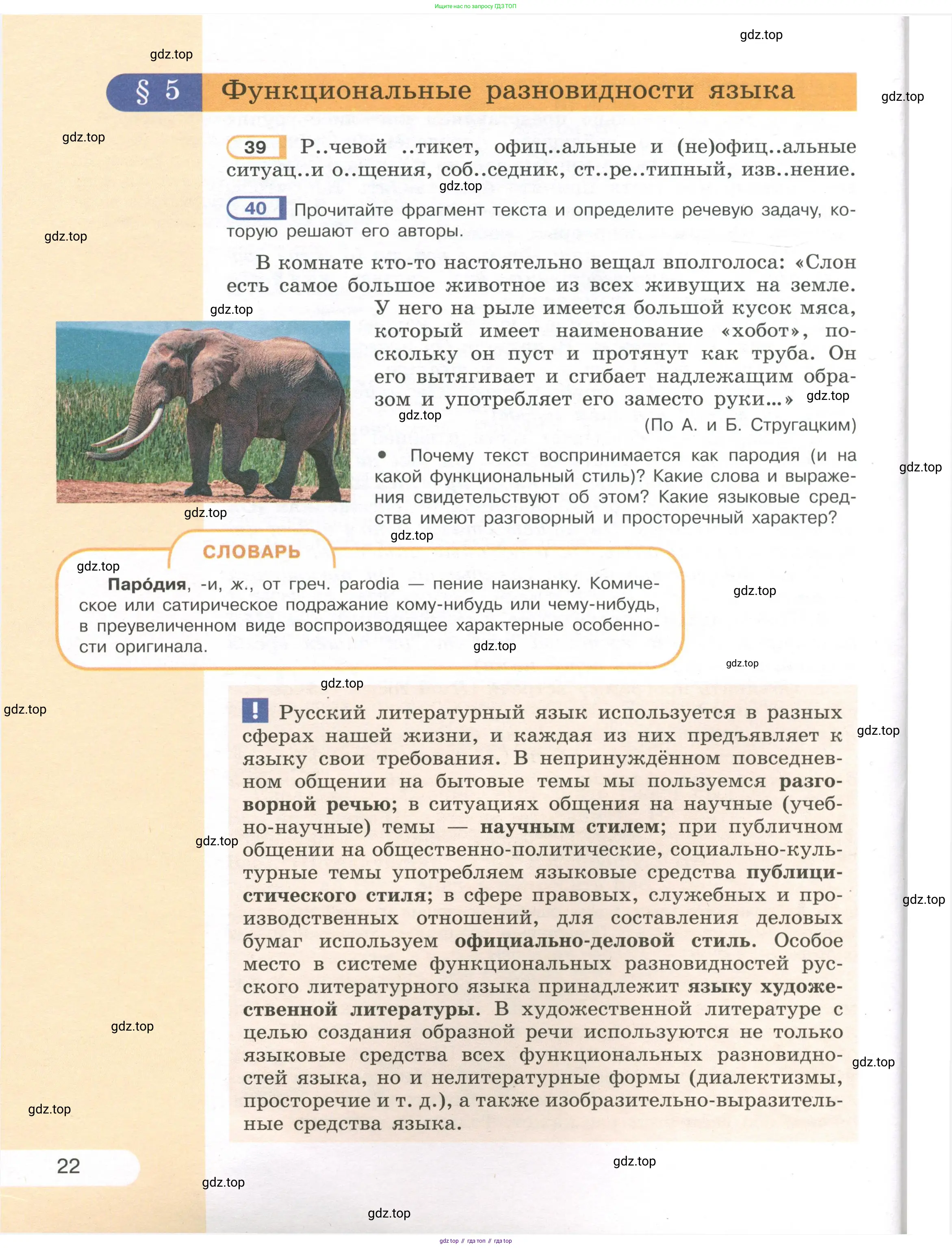 Русский язык, 7 класс Учебник, авторы: Рыбченкова Лидия Макаровна, Александрова Ольга Макаровна, Загоровская Ольга Владимировна, Нарушевич Андрей Георгиевич, Вакурова Ольга Фёдоровна, Григорьев Андрей Владимирович, Кузина Анна Николаевна, издательство Просвещение, Москва, 2019, коричневого цвета, Часть 1, страница 22